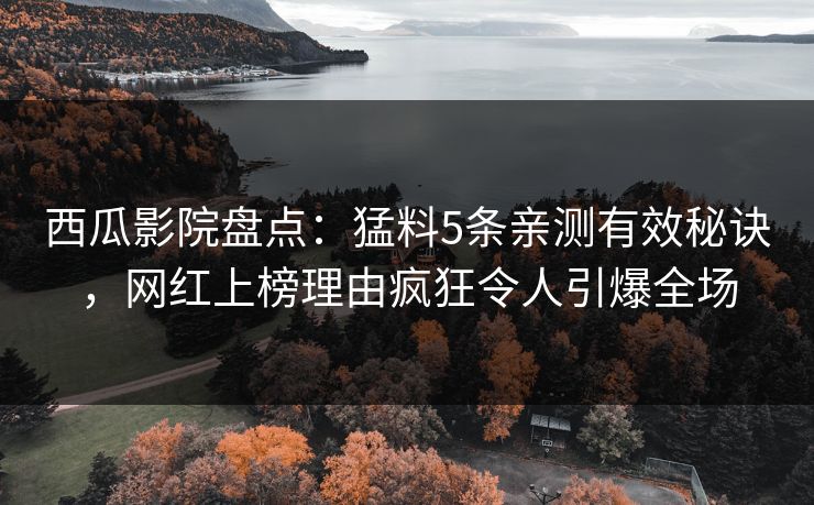 西瓜影院盘点：猛料5条亲测有效秘诀，网红上榜理由疯狂令人引爆全场