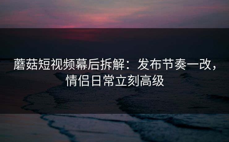 蘑菇短视频幕后拆解：发布节奏一改，情侣日常立刻高级