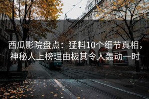 西瓜影院盘点：猛料10个细节真相，神秘人上榜理由极其令人轰动一时