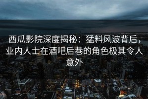西瓜影院深度揭秘：猛料风波背后，业内人士在酒吧后巷的角色极其令人意外