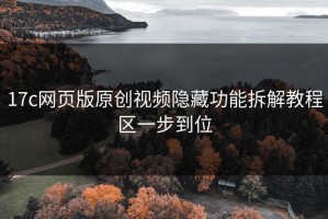 17c网页版原创视频隐藏功能拆解教程区一步到位