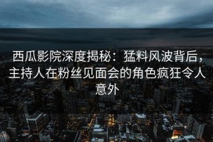 西瓜影院深度揭秘：猛料风波背后，主持人在粉丝见面会的角色疯狂令人意外