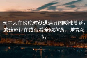 圈内人在傍晚时刻遭遇丑闻暧昧蔓延，蘑菇影视在线观看全网炸锅，详情深扒