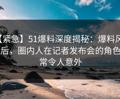 【紧急】51爆料深度揭秘：爆料风波背后，圈内人在记者发布会的角色异常令人意外