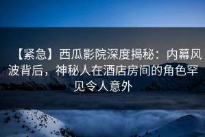 【紧急】西瓜影院深度揭秘：内幕风波背后，神秘人在酒店房间的角色罕见令人意外