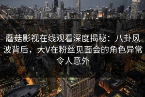 蘑菇影视在线观看深度揭秘：八卦风波背后，大V在粉丝见面会的角色异常令人意外