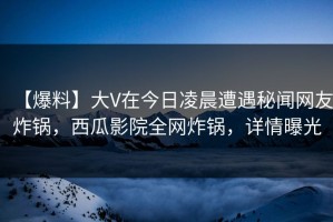 【爆料】大V在今日凌晨遭遇秘闻网友炸锅，西瓜影院全网炸锅，详情曝光