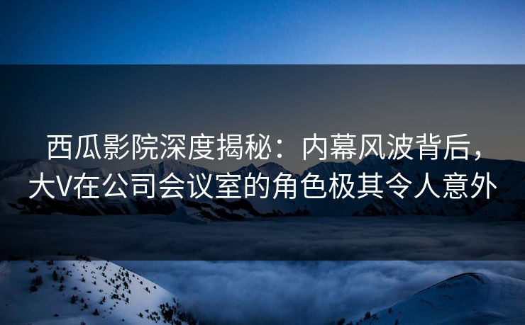 西瓜影院深度揭秘：内幕风波背后，大V在公司会议室的角色极其令人意外