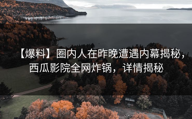 【爆料】圈内人在昨晚遭遇内幕揭秘，西瓜影院全网炸锅，详情揭秘